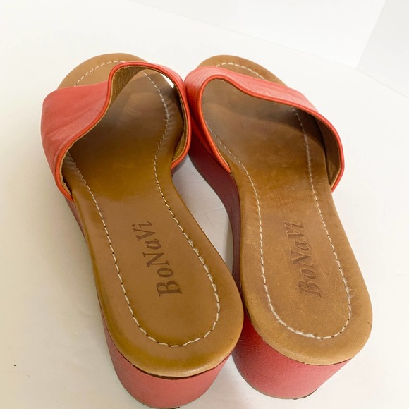 Bonavi Orange-Red Leather Platform Slides Size EU 40 - Picture 5 of 14
